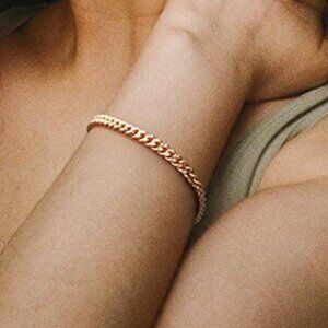 Gold Tiny Beaded Bracelet 14K Gold Plated Chain Bracelets for Women Dainty